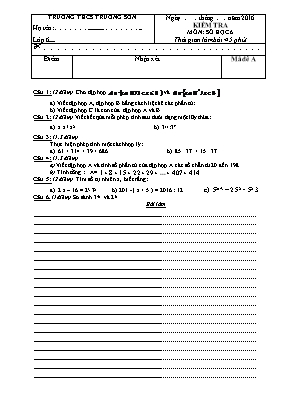 Kiểm tra môn Số học 6 - Trường THCS Trường Sơn